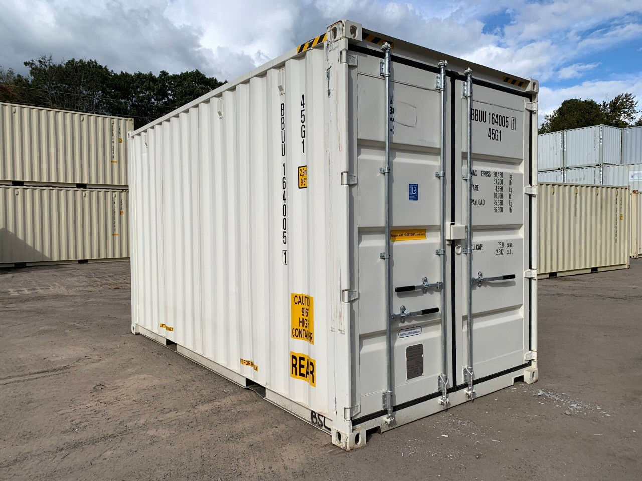 16′ x 8′ x 9.5′ Tall – NEW (ONE TRIP) High Cube Shipping/Storage Container – Wind and Watertight-WHITE