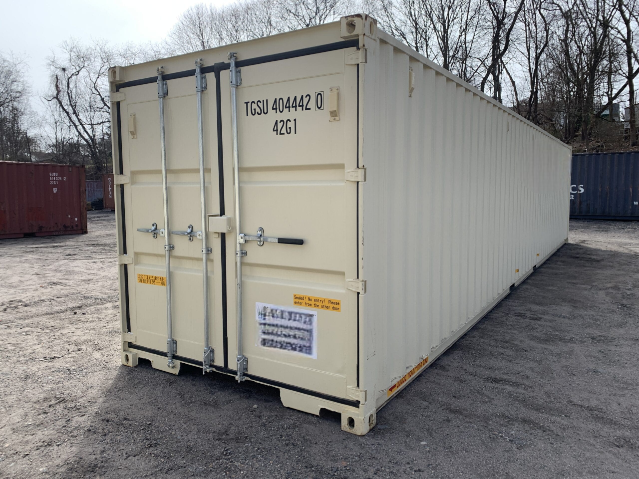 40′ x 8′ x 9.5′ Tall –New (One Trip) High Cube DOUBLE DOOR Shipping/Storage Container – Wind and Watertight-BEIGE