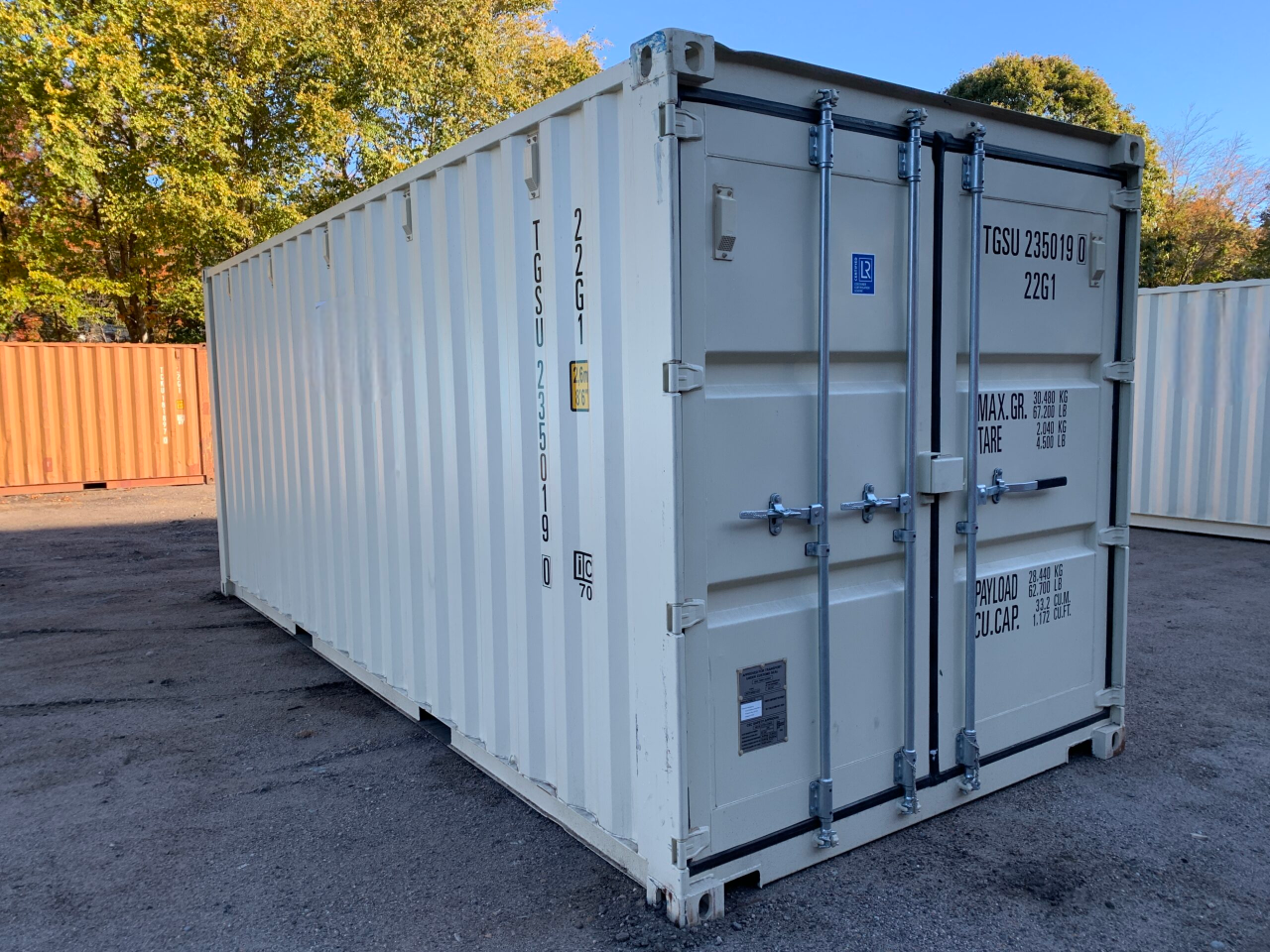 20′ x 8′ x 8.5′ Tall– New (One Trip) Shipping/Storage Container – Wind and Watertight – BEIGE