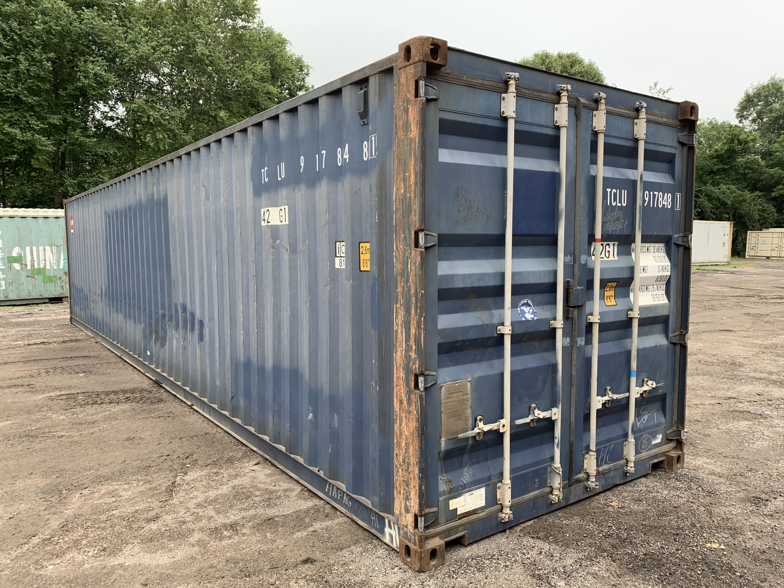 40′ x 8′ x 8.5′ Tall –Used STANDARD HEIGHT Shipping Storage Container-Wind and Watertight – BLUE