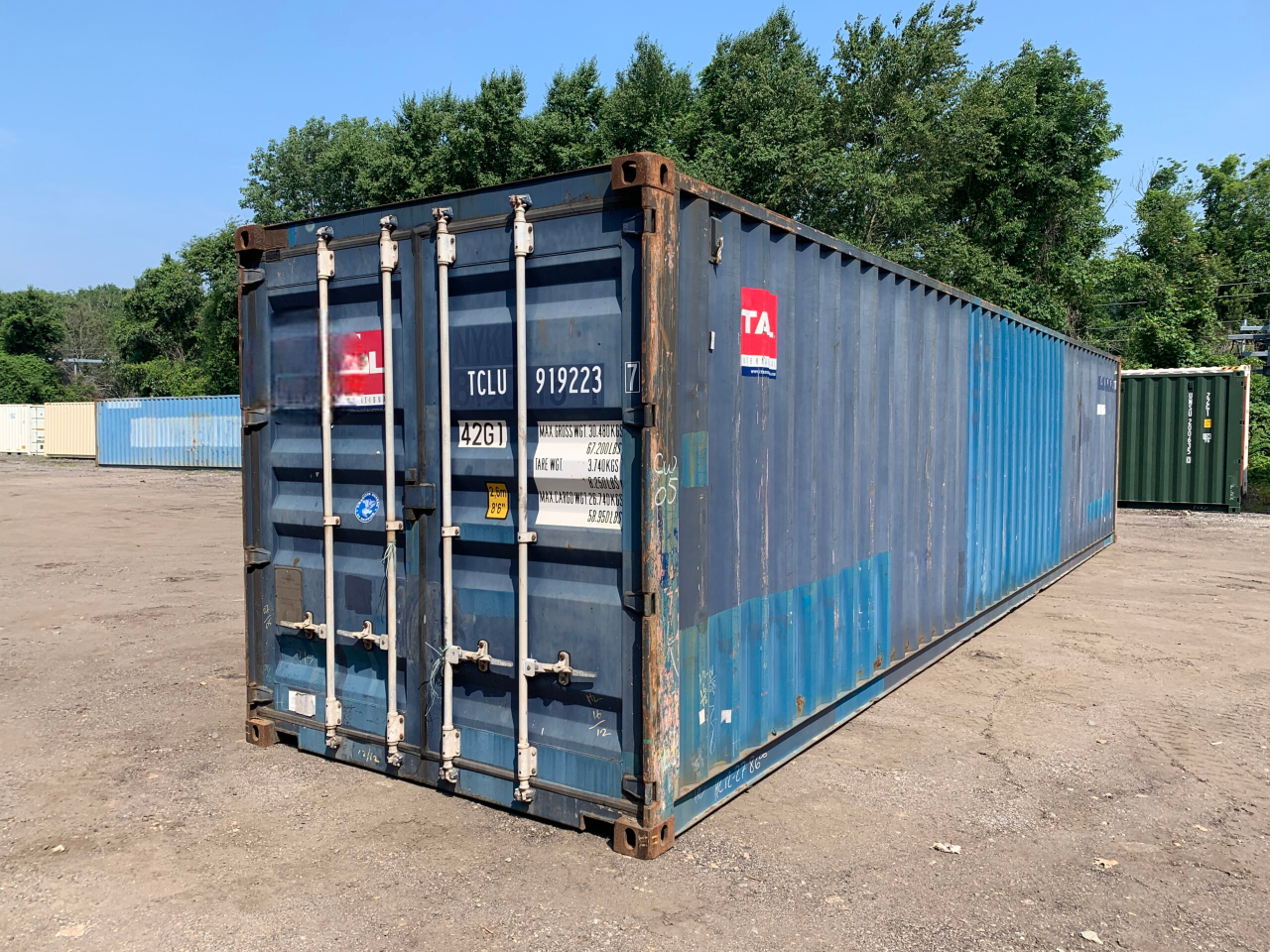 40′ x 8′ x 8.5′ Tall –Used STANDARD HEIGHT Shipping  Storage Container-Wind and Watertight – BLUE