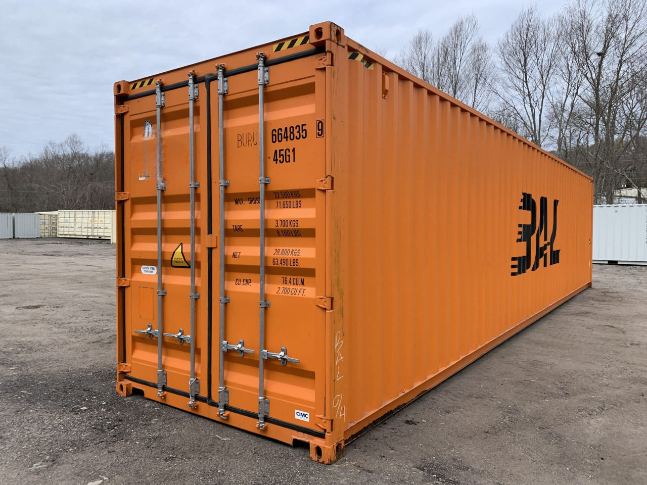 40′ x 8′ x 9.5′ Tall – New 2021 High Cube Shipping/Storage Container – Wind and Watertight – High Visibility Orange